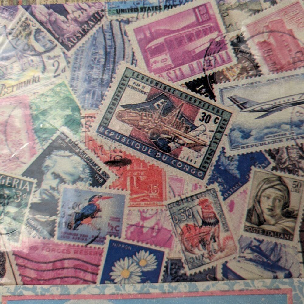 Vtg Holiday Wrapping Paper 12 Sheets 75 Sq Ft Automobiles Stamps Kids Music Map - Picture 6 of 13